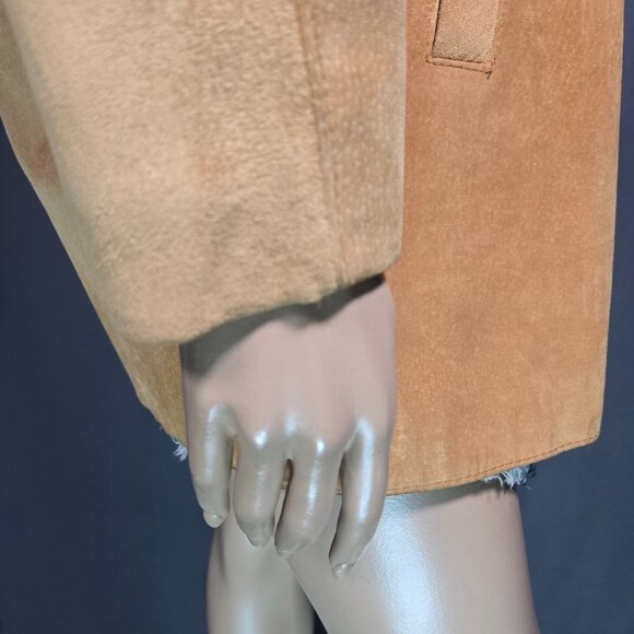Vintage 90s Fringed Suede Jacket Size M Tan Brown Western Boho Hippie Festival - Picture 11 of 16